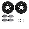 8512-27025 Drilled/Slotted Brake Rotors w/5000 Advanced Brake Pads Kit & Hardware [Black], 1995-1997 Volvo, Position: Rear - image 1