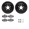 8512-27028 Drilled/Slotted Brake Rotors w/5000 Advanced Brake Pads Kit & Hardware [Black], 1998-2000 Volvo, Position: Rear - image 1
