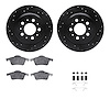 8512-27029 Drilled/Slotted Brake Rotors w/5000 Advanced Brake Pads Kit & Hardware [Black], 1999-2009 Volvo, Position: Rear - image 1