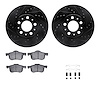 8512-27030 Drilled/Slotted Brake Rotors w/5000 Advanced Brake Pads Kit & Hardware [Black], 1999-2009 Volvo, Position: Front - image 1