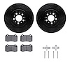 8512-27035 Drilled/Slotted Brake Rotors w/5000 Advanced Brake Pads Kit & Hardware [Black], 2004-2007 Volvo, Position: Rear - image 1
