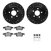 8512-27036 Drilled/Slotted Brake Rotors w/5000 Advanced Brake Pads Kit & Hardware [Black], 2004-2013 Volvo, Position: Rear - image 1