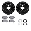 8512-27041 Drilled/Slotted Brake Rotors w/5000 Advanced Brake Pads Kit & Hardware [Black], 2018-2018 Volvo, Position: Rear - image 1