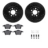 8512-27053 Drilled/Slotted Brake Rotors w/5000 Advanced Brake Pads Kit & Hardware [Black], 2003-2014 Volvo, Position: Rear - image 1