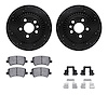 8512-27069 Drilled/Slotted Brake Rotors w/5000 Advanced Brake Pads Kit & Hardware [Black], 2008-2016 Volvo, Position: Rear - image 1