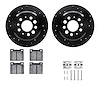 8512-27072 Drilled/Slotted Brake Rotors w/5000 Advanced Brake Pads Kit & Hardware [Black], 1967-1974 Volvo, Position: Rear - image 1