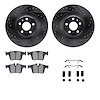 8512-27073 Drilled/Slotted Brake Rotors w/5000 Advanced Brake Pads Kit & Hardware [Black], 2016-2020 Volvo, Position: Rear - image 1