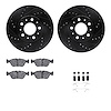 8512-27153 Drilled/Slotted Brake Rotors w/5000 Advanced Brake Pads Kit & Hardware [Black], 1998-2004 Volvo, Position: Front - image 1