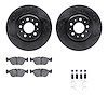 8512-27173 Drilled/Slotted Brake Rotors w/5000 Advanced Brake Pads Kit & Hardware [Black], 1998-2004 Volvo, Position: Front - image 1