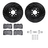 8512-27204 Drilled/Slotted Brake Rotors w/5000 Advanced Brake Pads Kit & Hardware [Black], 2004-2007 Volvo, Position: Front - image 1