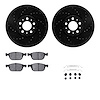 8512-27281 Drilled/Slotted Brake Rotors w/5000 Advanced Brake Pads Kit & Hardware [Black], 2003-2014 Volvo, Position: Front - image 1