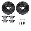 8512-27305 Drilled/Slotted Brake Rotors w/5000 Advanced Brake Pads Kit & Hardware [Black], Fits Select Multiple Makes/Models, Po