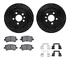 8512-27329 Drilled/Slotted Brake Rotors w/5000 Advanced Brake Pads Kit & Hardware [Black], 2016-2018 Volvo, Position: Rear - image 1
