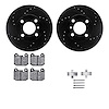 8512-31004 Drilled/Slotted Brake Rotors w/5000 Advanced Brake Pads Kit & Hardware [Black], 1977-1977 BMW, Position: Front - image 1