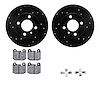 8512-31005 Drilled/Slotted Brake Rotors w/5000 Advanced Brake Pads Kit & Hardware [Black], 1977-1983 BMW, Position: Front - image 1