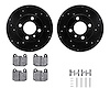 8512-31006 Drilled/Slotted Brake Rotors w/5000 Advanced Brake Pads Kit & Hardware [Black], 1977-1983 BMW, Position: Front - image 1