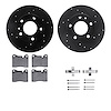 8512-31011 Drilled/Slotted Brake Rotors w/5000 Advanced Brake Pads Kit & Hardware [Black], 1976-1976 BMW, Position: Front - image 1