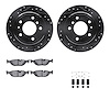 8512-31014 Drilled/Slotted Brake Rotors w/5000 Advanced Brake Pads Kit & Hardware [Black], 1981-1986 BMW, Position: Rear - image 1