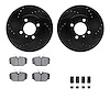 8512-31015 Drilled/Slotted Brake Rotors w/5000 Advanced Brake Pads Kit & Hardware [Black], 1984-1991 BMW, Position: Front - image 1