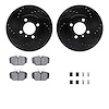 8512-31016 Drilled/Slotted Brake Rotors w/5000 Advanced Brake Pads Kit & Hardware [Black], 1984-1991 BMW, Position: Front - image 1