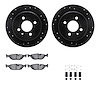 8512-31017 Drilled/Slotted Brake Rotors w/5000 Advanced Brake Pads Kit & Hardware [Black], 1984-1991 BMW, Position: Rear - image 1