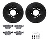 8512-31019 Drilled/Slotted Brake Rotors w/5000 Advanced Brake Pads Kit & Hardware [Black], 1987-1995 BMW, Position: Front - image 1
