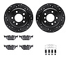 8512-31023 Drilled/Slotted Brake Rotors w/5000 Advanced Brake Pads Kit & Hardware [Black], 1989-1995 BMW, Position: Rear - image 1