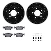 8512-31026 Drilled/Slotted Brake Rotors w/5000 Advanced Brake Pads Kit & Hardware [Black], 1991-1998 BMW, Position: Front - image 1