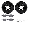 8512-31029 Drilled/Slotted Brake Rotors w/5000 Advanced Brake Pads Kit & Hardware [Black], 1995-2001 BMW, Position: Front - image 1