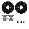 8512-31031 Drilled/Slotted Brake Rotors w/5000 Advanced Brake Pads Kit & Hardware [Black], 1991-2001 BMW, Position: Rear - image 1