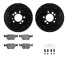8512-31032 Drilled/Slotted Brake Rotors w/5000 Advanced Brake Pads Kit & Hardware [Black], 1991-1993 BMW, Position: Front - image 1