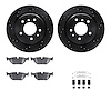 8512-31033 Drilled/Slotted Brake Rotors w/5000 Advanced Brake Pads Kit & Hardware [Black], 1991-1995 BMW, Position: Rear - image 1