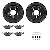 8512-31034 Drilled/Slotted Brake Rotors w/5000 Advanced Brake Pads Kit & Hardware [Black], 1995-2002 BMW, Position: Rear - image 1