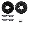 8512-31036 Drilled/Slotted Brake Rotors w/5000 Advanced Brake Pads Kit & Hardware [Black], 1995-1998 BMW, Position: Front - image 1