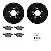 8512-31041 Drilled/Slotted Brake Rotors w/5000 Advanced Brake Pads Kit & Hardware [Black], 1996-2003 BMW, Position: Front - image 1