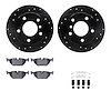 8512-31044 Drilled/Slotted Brake Rotors w/5000 Advanced Brake Pads Kit & Hardware [Black], 1996-2000 BMW, Position: Rear - image 1