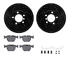 8512-31050 Drilled/Slotted Brake Rotors w/5000 Advanced Brake Pads Kit & Hardware [Black], 2001-2003 BMW, Position: Front - image 1