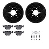 8512-31051 Drilled/Slotted Brake Rotors w/5000 Advanced Brake Pads Kit & Hardware [Black], 2000-2003 BMW, Position: Front - image 1