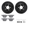 8512-31052 Drilled/Slotted Brake Rotors w/5000 Advanced Brake Pads Kit & Hardware [Black], 2000-2006 BMW, Position: Rear - image 1