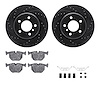 8512-31053 Drilled/Slotted Brake Rotors w/5000 Advanced Brake Pads Kit & Hardware [Black], 2002-2006 BMW, Position: Rear - image 1