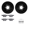 8512-31056 Drilled/Slotted Brake Rotors w/5000 Advanced Brake Pads Kit & Hardware [Black], 2001-2005 BMW, Position: Front - image 1