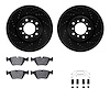 8512-31057 Drilled/Slotted Brake Rotors w/5000 Advanced Brake Pads Kit & Hardware [Black], 2006-2006 BMW, Position: Front - image 1