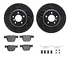 8512-31066 Drilled/Slotted Brake Rotors w/5000 Advanced Brake Pads Kit & Hardware [Black], 2004-2010 BMW, Position: Rear - image 1