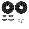 8512-31067 Drilled/Slotted Brake Rotors w/5000 Advanced Brake Pads Kit & Hardware [Black], 2004-2010 BMW, Position: Front - image 1