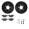 8512-31069 Drilled/Slotted Brake Rotors w/5000 Advanced Brake Pads Kit & Hardware [Black], 2006-2007 BMW, Position: Front - image 1