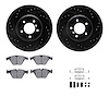 8512-31070 Drilled/Slotted Brake Rotors w/5000 Advanced Brake Pads Kit & Hardware [Black], 2007-2015 BMW, Position: Front - image 1