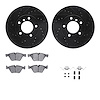 8512-31073 Drilled/Slotted Brake Rotors w/5000 Advanced Brake Pads Kit & Hardware [Black], 2012-2013 BMW, Position: Front - image 1