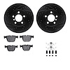 8512-31075 Drilled/Slotted Brake Rotors w/5000 Advanced Brake Pads Kit & Hardware [Black], 2007-2019 BMW, Position: Rear - image 1