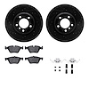 8512-31076 Drilled/Slotted Brake Rotors w/5000 Advanced Brake Pads Kit & Hardware [Black], 2006-2006 BMW, Position: Front - image 1