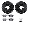 8512-31077 Drilled/Slotted Brake Rotors w/5000 Advanced Brake Pads Kit & Hardware [Black], 2006-2010 BMW, Position: Rear - image 1